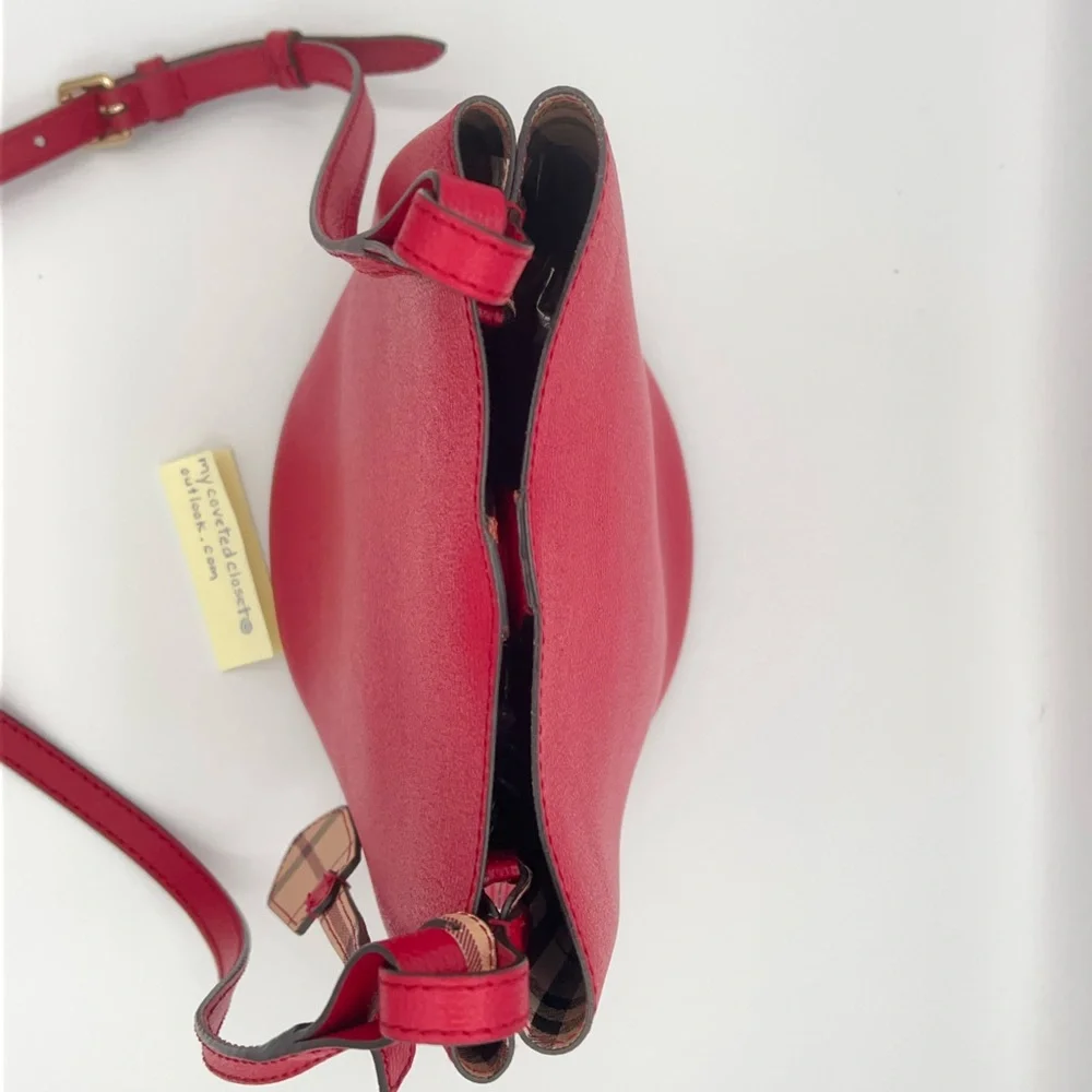 Burberry Lorne Red Leather Bucket Bag like new condition! W/Entrupy COA - Picture 7 of 16